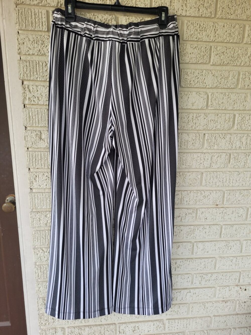 Robert Louis Black White Striped Wide Leg Pants Size M